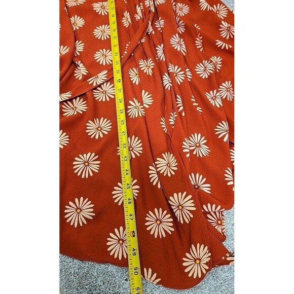 Madewell Ruffle-Edge Wrap Midi Dress Floral Daisy Daydream Orange Clay Size XL - Picture 10 of 10